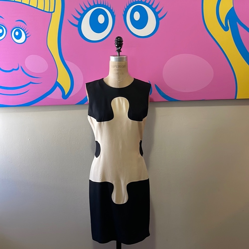 Moschino Cheap & Chic Puzzle Dress Ivory Black